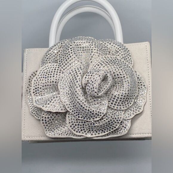 Mach & Mach Crystal Flower Suede Bag - Picture 9 of 14